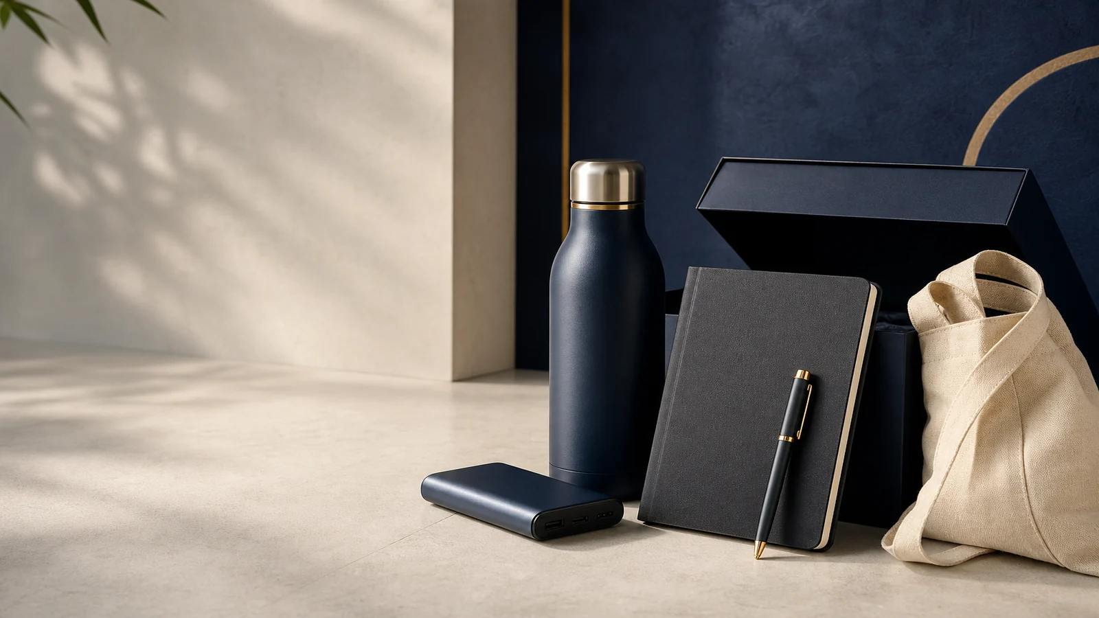 Kurumsal hediye için termos, defter, kalem, powerbank, bez çanta ve premium kutu