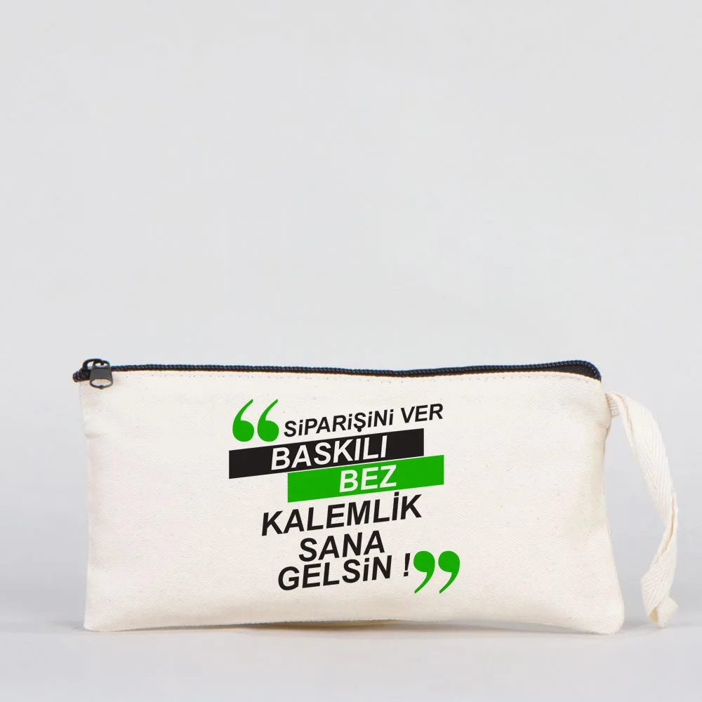 Baskılı Bez Kalemlik & Makyaj Çantası 21x10 cm (Özelleştirilebilir)