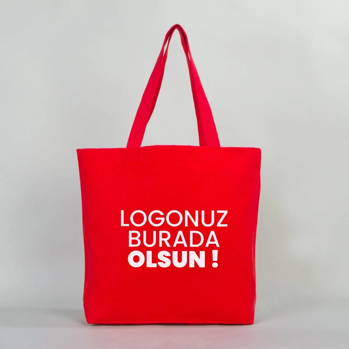 Baskılı Kanvas Plaj Çantası Kırmızı İç Cepli  (Özelleştirilebilir)