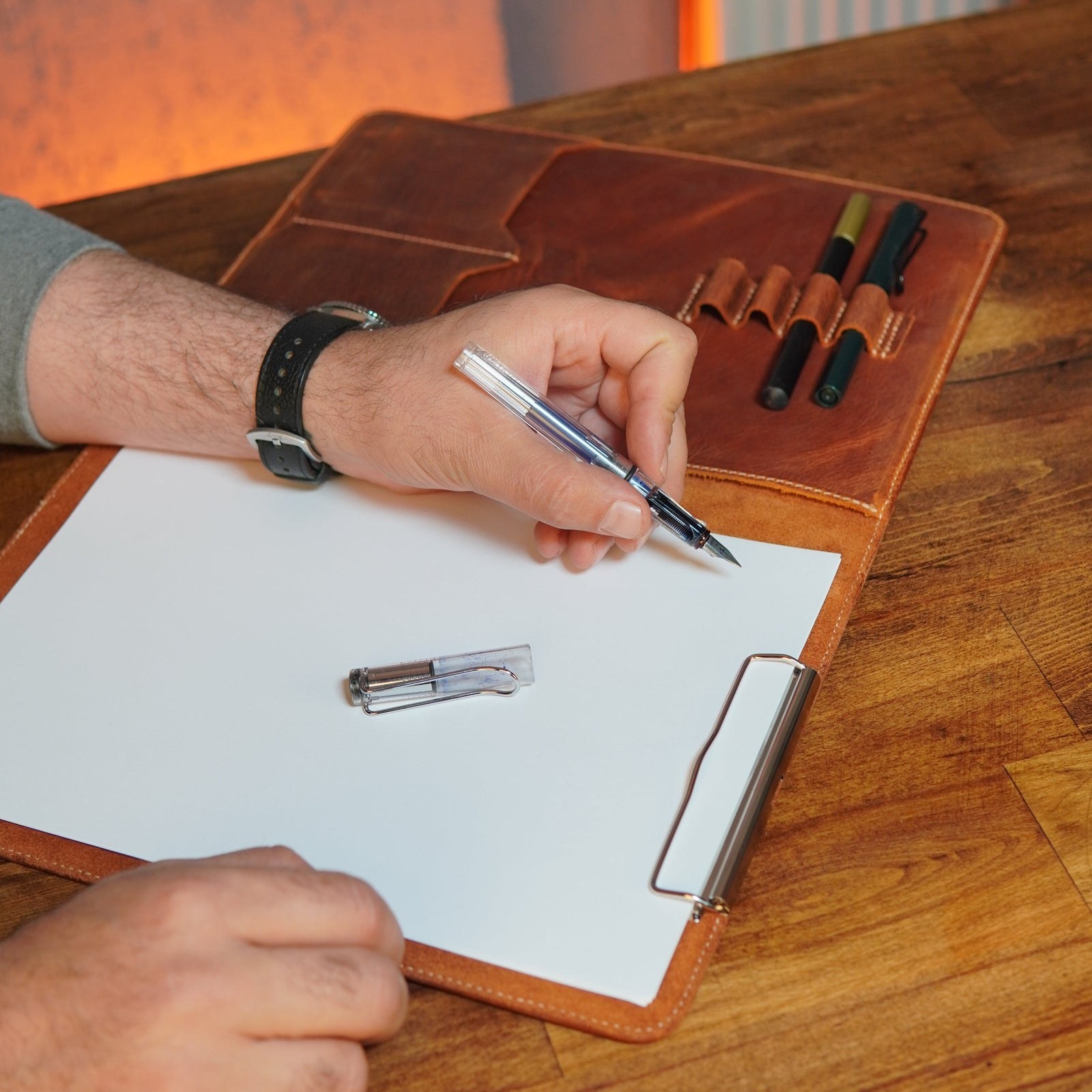 A4 Tablet Bölmeli Hakiki Deri Organizer