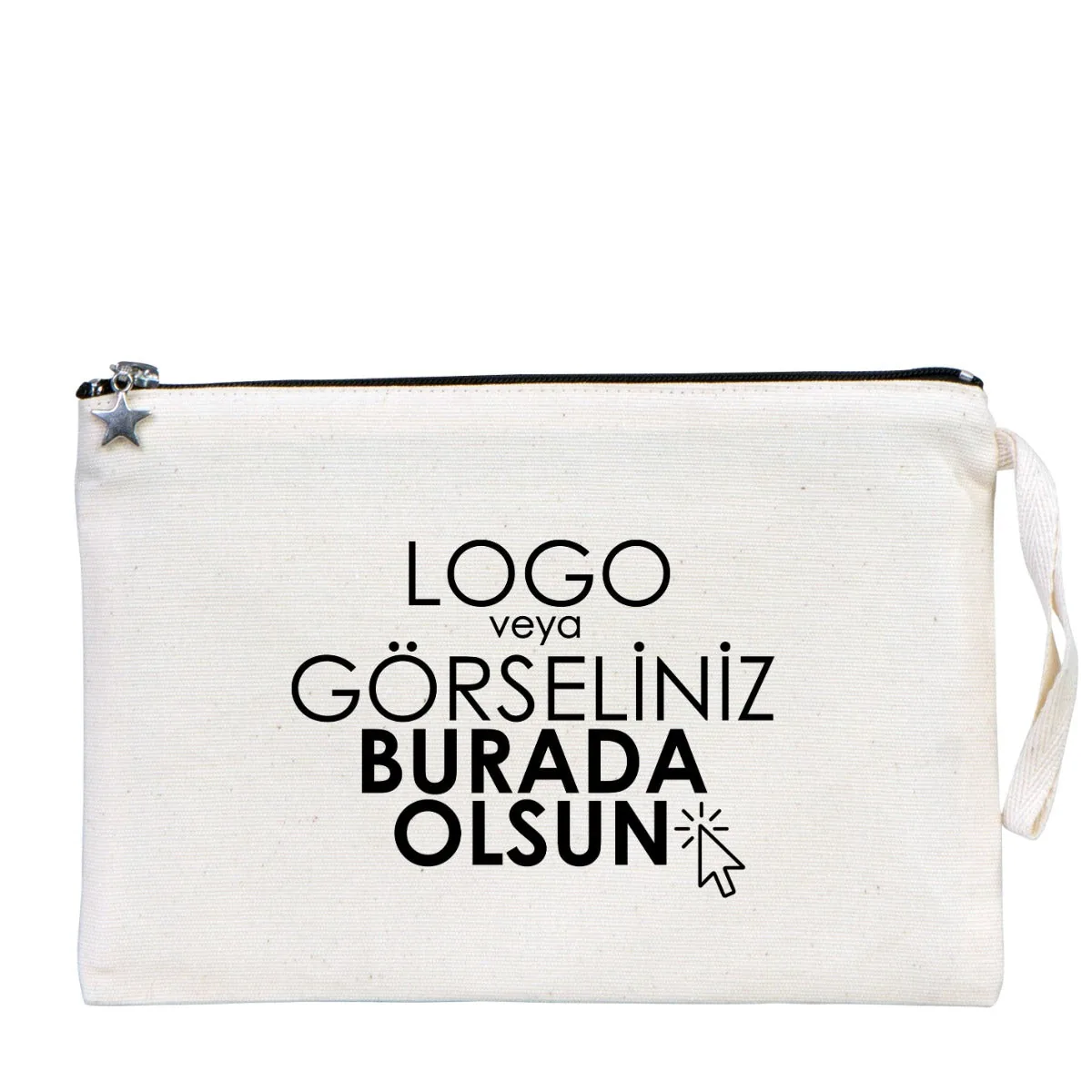 Ham Renk Clutch Kanvas Çanta (25x18 cm) Astarlı
