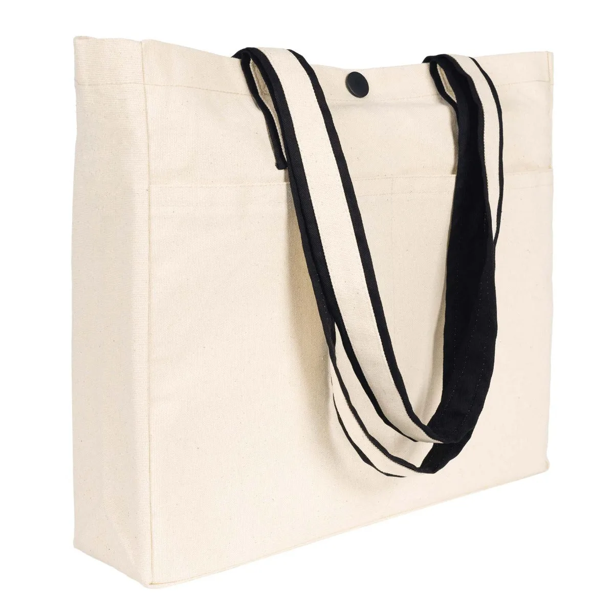 LUX Kanvas Çanta - Ön Cepli, Çıtçıtlı 40x35x10cm