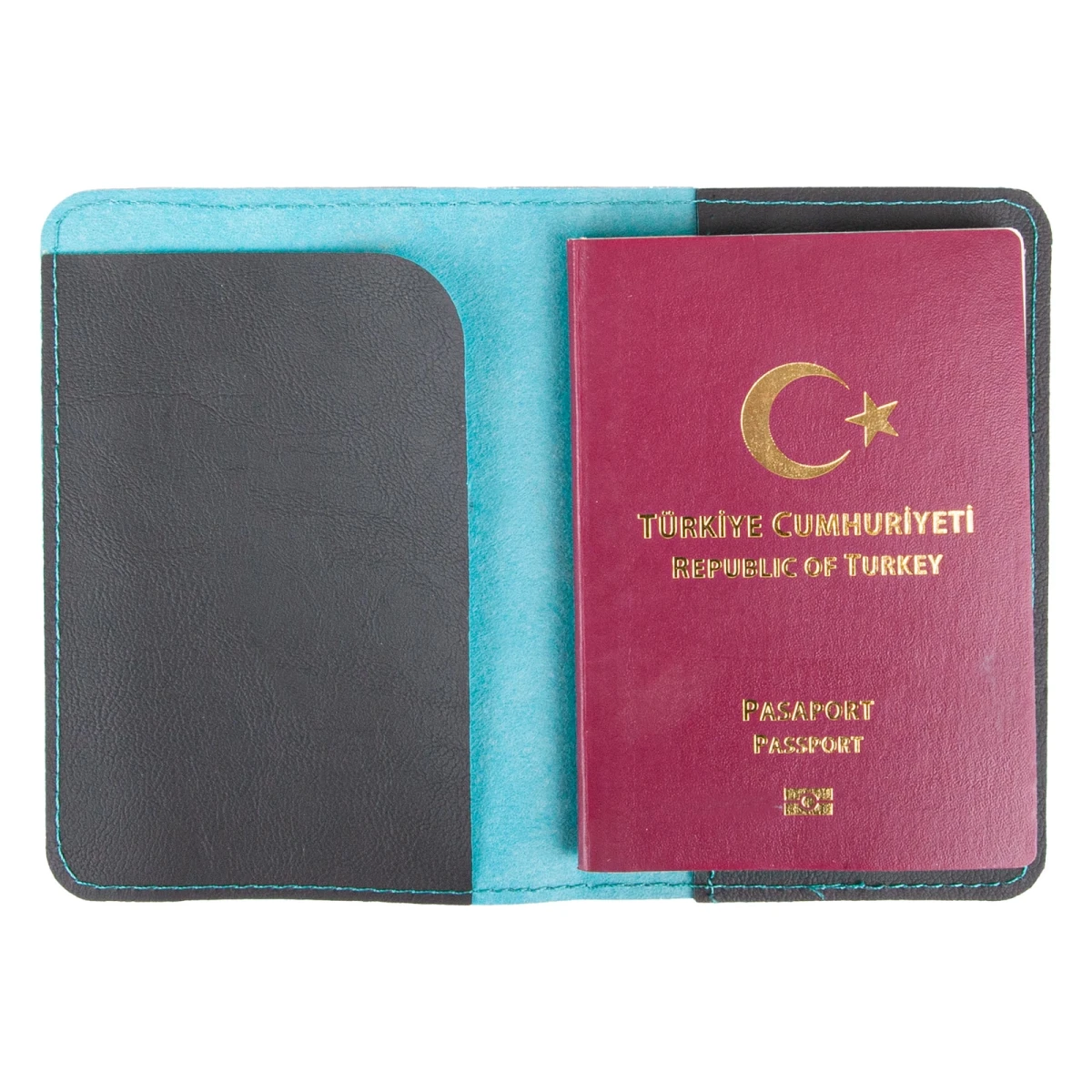 Pasaportluk Turkuaz Deri