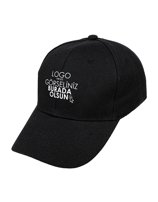 Premium Gabardin Şapka - Siyah (Özelleştirilebilir)