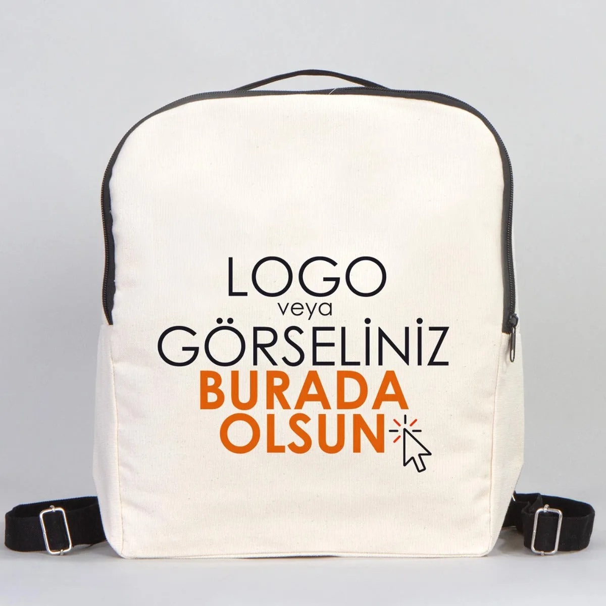 Siyah VIP Kanvas Sırt Çantası (Özelleştirilebilir)