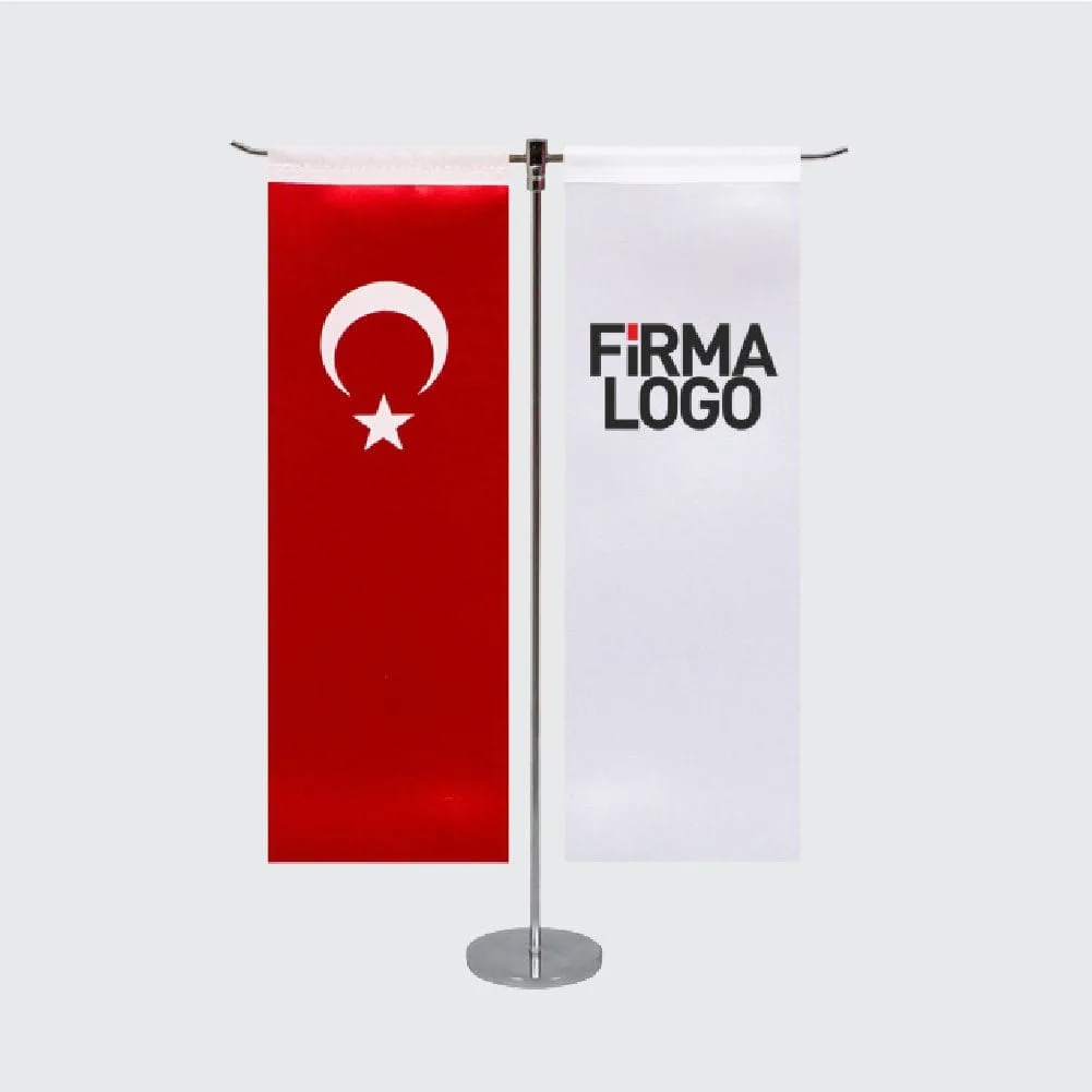 T Direkli Düz Kesim Masa Bayrağı