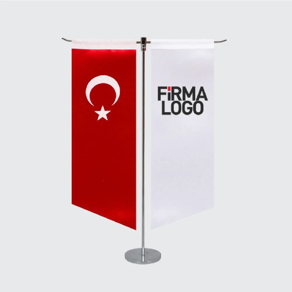 T Direkli Yan Kesim Masa Bayrağı