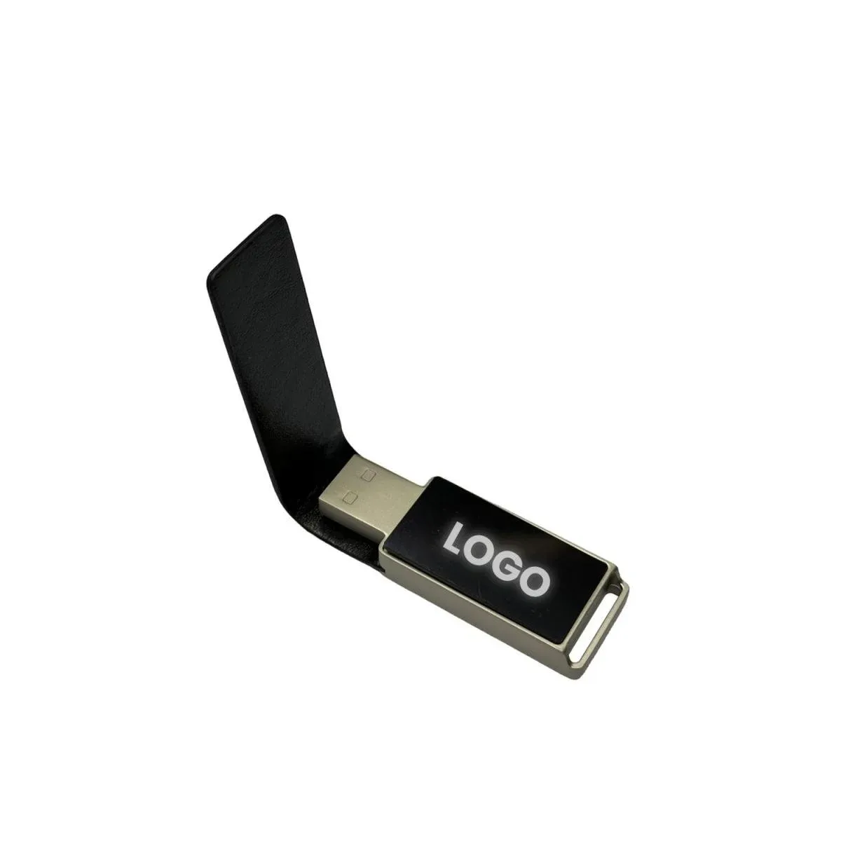 Leather with Cover White Light-Up USB Flash Drive 32GB