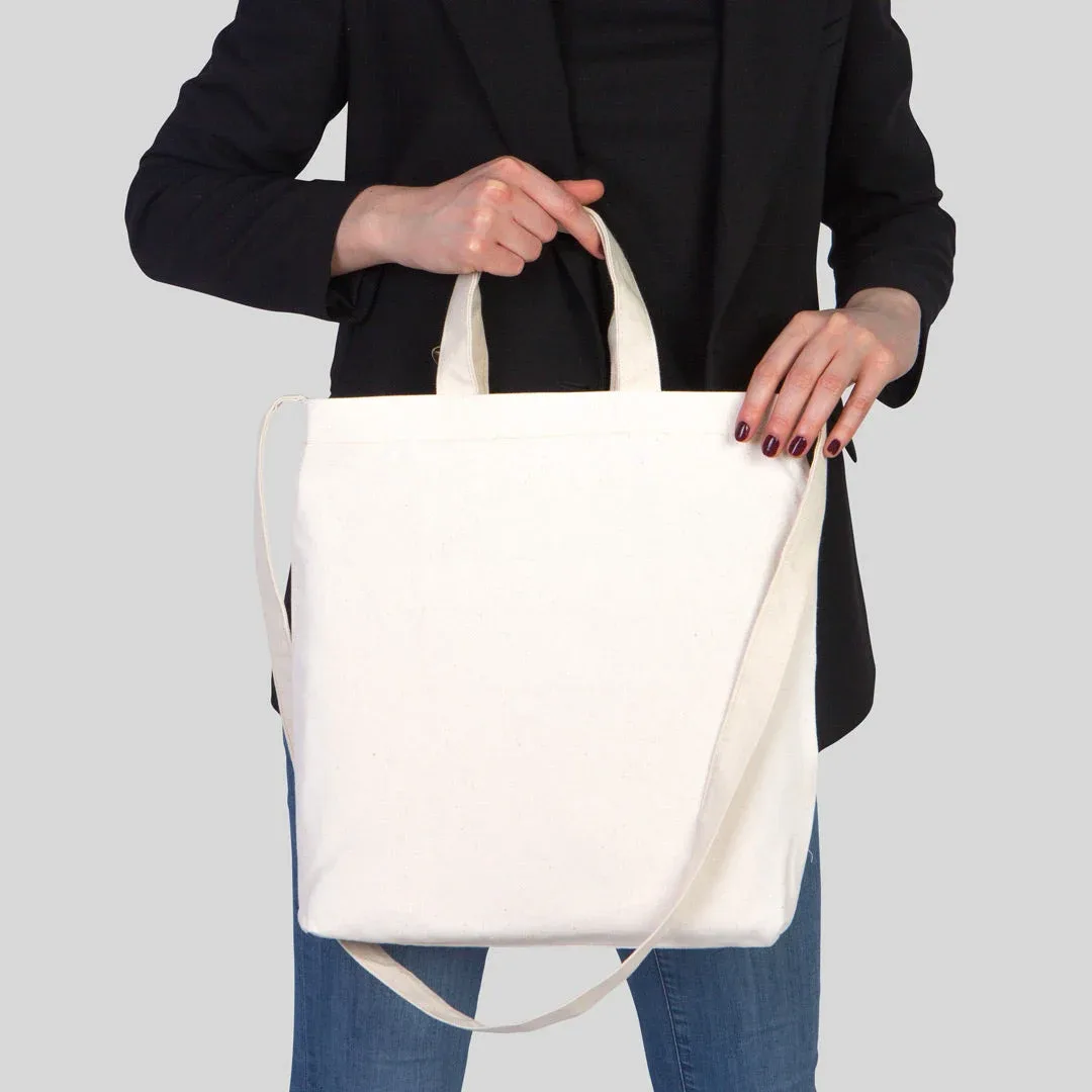 Canvas Bag with Inside Pocket Double-Handle Hook-and-Loop Fastening Gusseted