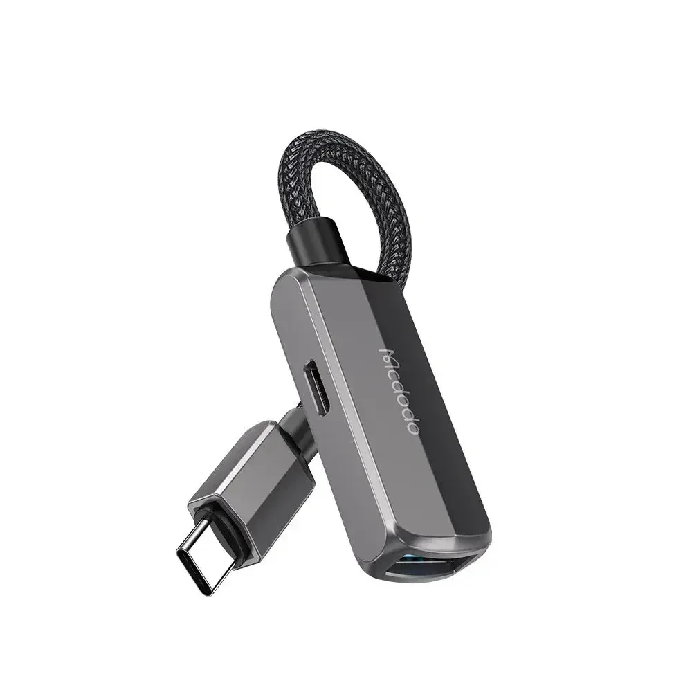 Mcdodo CA-2830 2'si 1 Arada OTG Type-C ve USB-A 3.0 Dönüştürücü Gri