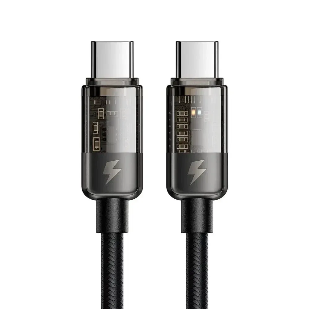 Mcdodo CA-2840 Type-c to Type-c 100w Led Işıklı Power Off Hızlı Data Şarj Kablosu 1.2m - Siyah