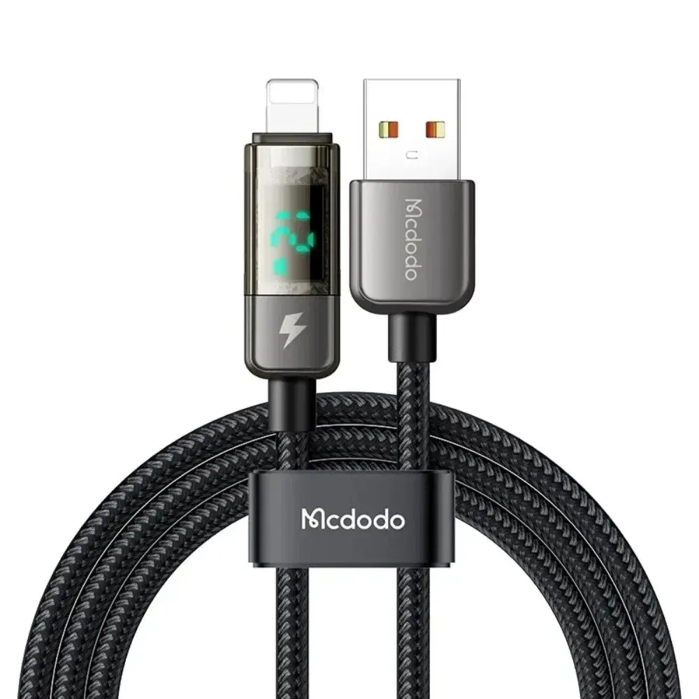 Mcdodo CA-3620 Dijital Ekranlı Usb-ATo Lightning Şarj & Data Kablosu - Siyah 1.2m