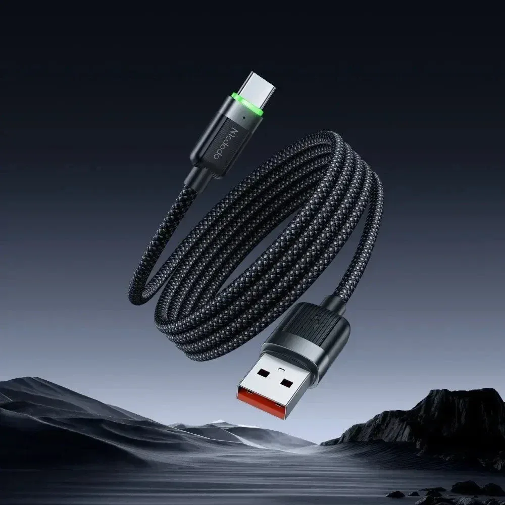 Mcdodo CA-5650 6A USB-A to Type-C Manyetik Sarılabilir Şarj Kablosu 1.2M Siyah