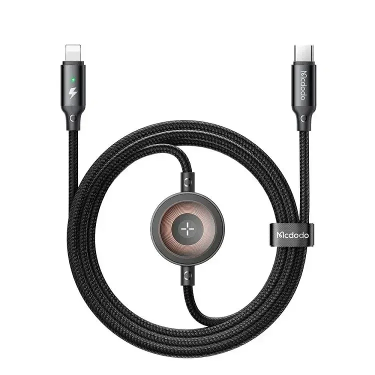 Mcdodo CA-5680 36w 1 Lightning Ve 1 Watch Kablosuz Şarj Kablosu- Siyah