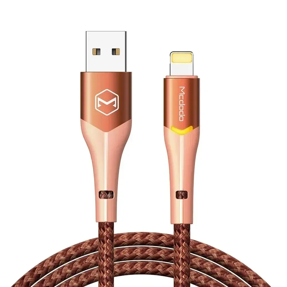Mcdodo CA-7842 USB-A to Lightning Işıklı Data-şarj Kablosu 3a 1.2m - Turuncu