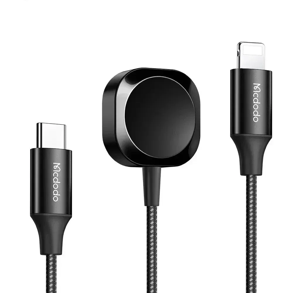 Mcdodo CH-2980 Manyetik Apple Watch & Type-c To Lightning Kablosuz Şarj Cihazı -siyah