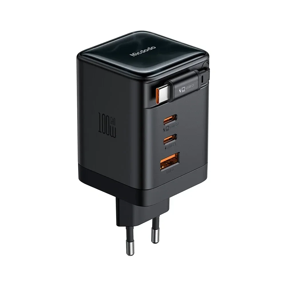 Mcdodo CH-8470 FreeGo 100W Geri Çekilebilir Kablolu 3C1A GaN Şarj Adaptörü