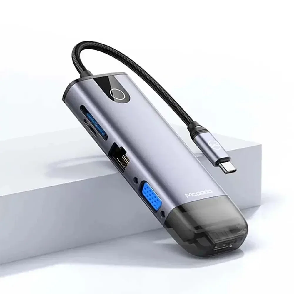 Mcdodo HU-7420 10in1 Type-c Gigabit Lan + Hdmı + Macbook + Vga Çoklayıcı Adaptör - Gri