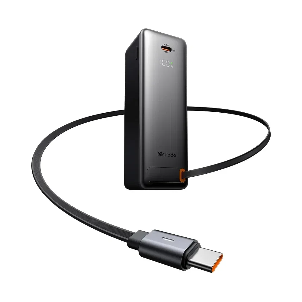 Mcdodo MC-3181 10000mAh 30W 3'ü 1 Arada LED Ekranlı Powerbank Siyah