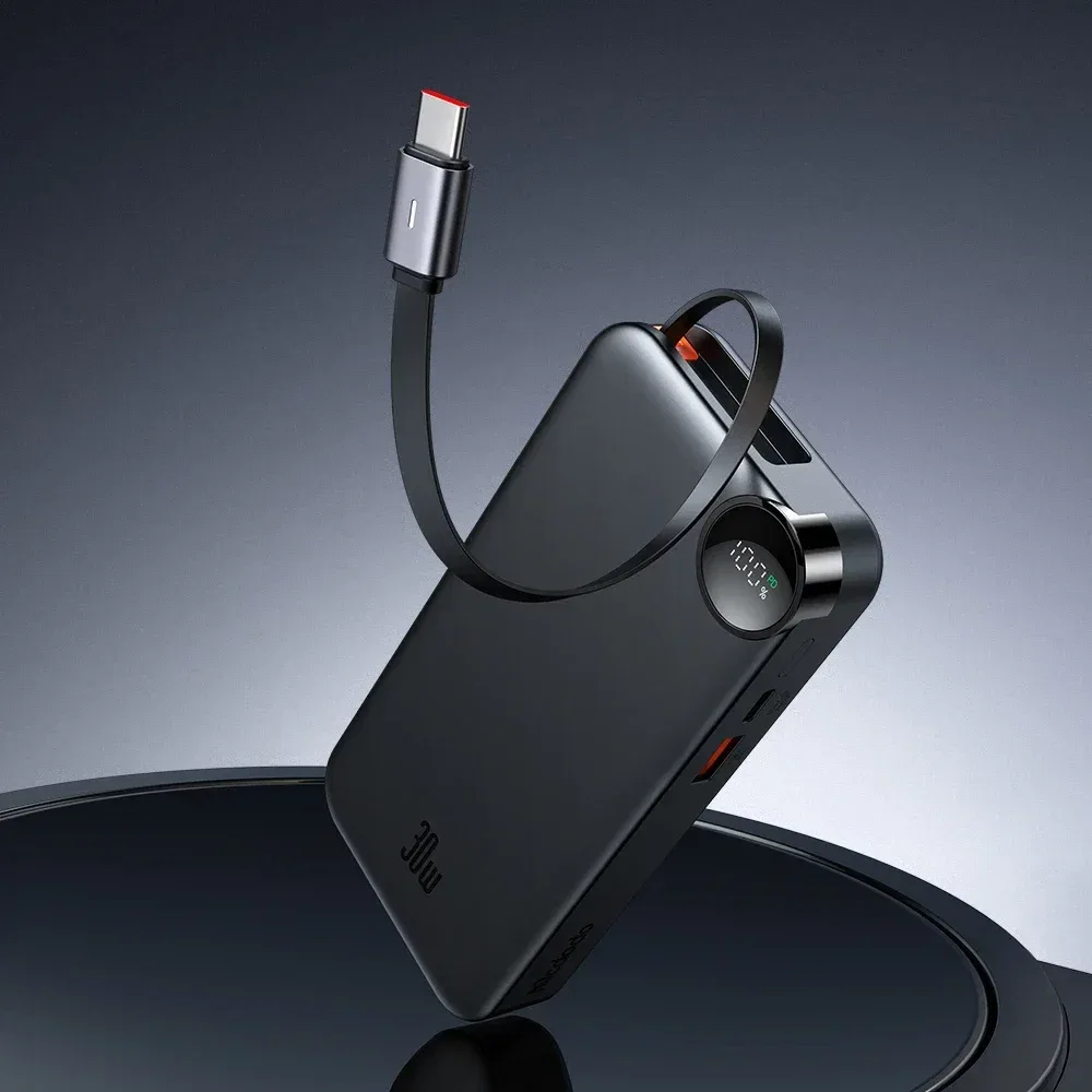 Mcdodo MC-3870 10000mAh 30w A+c Dijital Göstergeli Powerbank (Dahili Type-c Geri Çekilebilir Kablo)