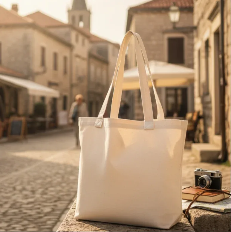 Modern Kanvas Çanta Örgü Kulp 45×35×8 cm